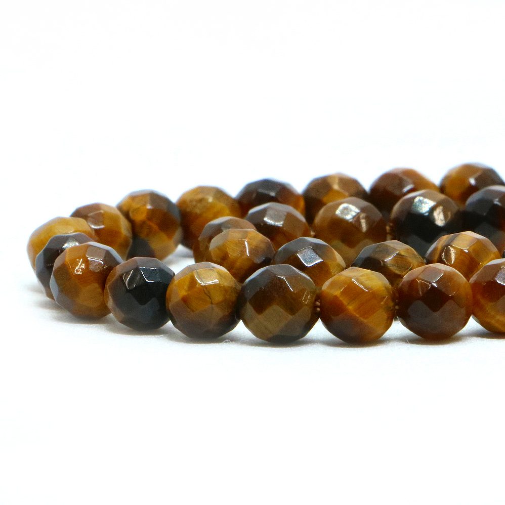 ○1連販売○タイガーアイ【カット】6mm【天然石 ビーズ パワーストーン】