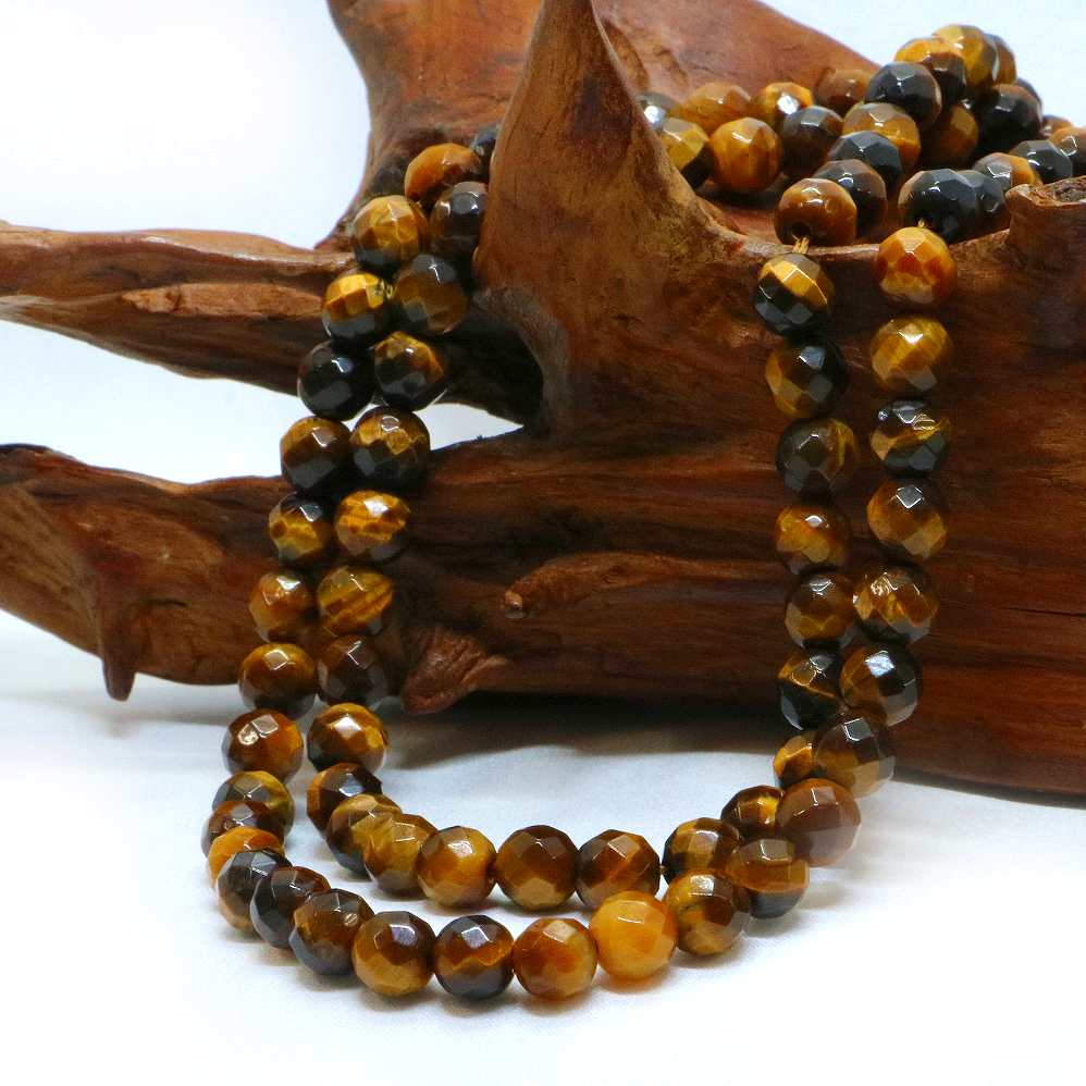 ○1連販売○タイガーアイ【カット】6mm【天然石 ビーズ パワーストーン】