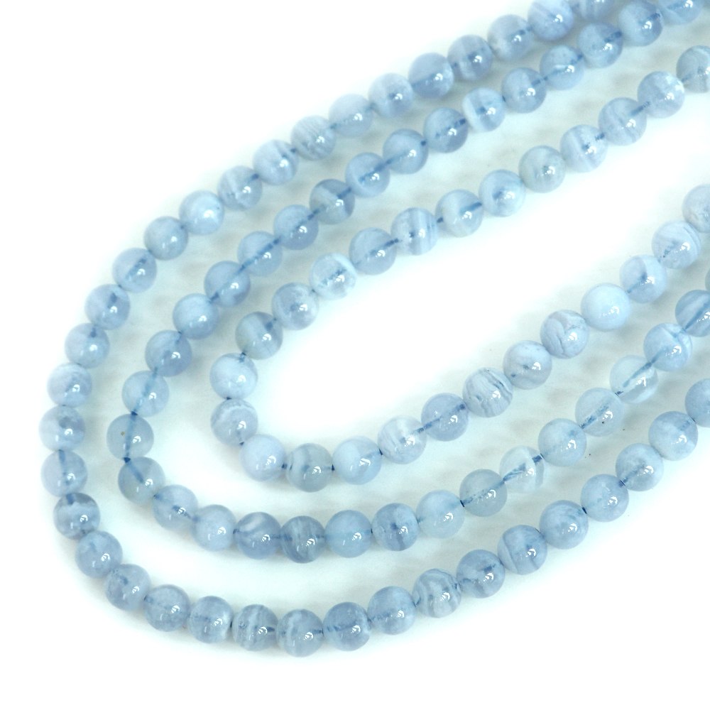 ○1連販売○ブルーレースアゲート【丸玉】6mm【天然石 ビーズ パワーストーン】 2