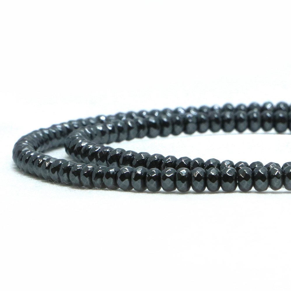 ○1連販売○ヘマタイト【ボタンカット】2×3mm【天然石 ビーズ パワーストーン】