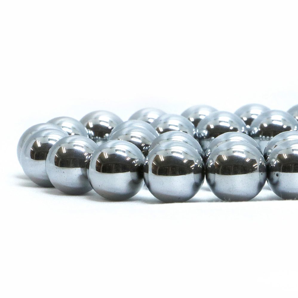 Rakuten - ○1連販売○ヘマタイト （ シルバー）【丸玉】12mm【天然石 ビーズ パワーストーン】