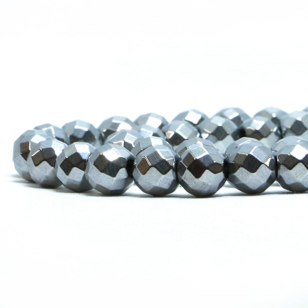 樂天商城 - ○1連販売○ヘマタイト （ シルバー）【カット】8mm【天然石 ビーズ パワーストーン】