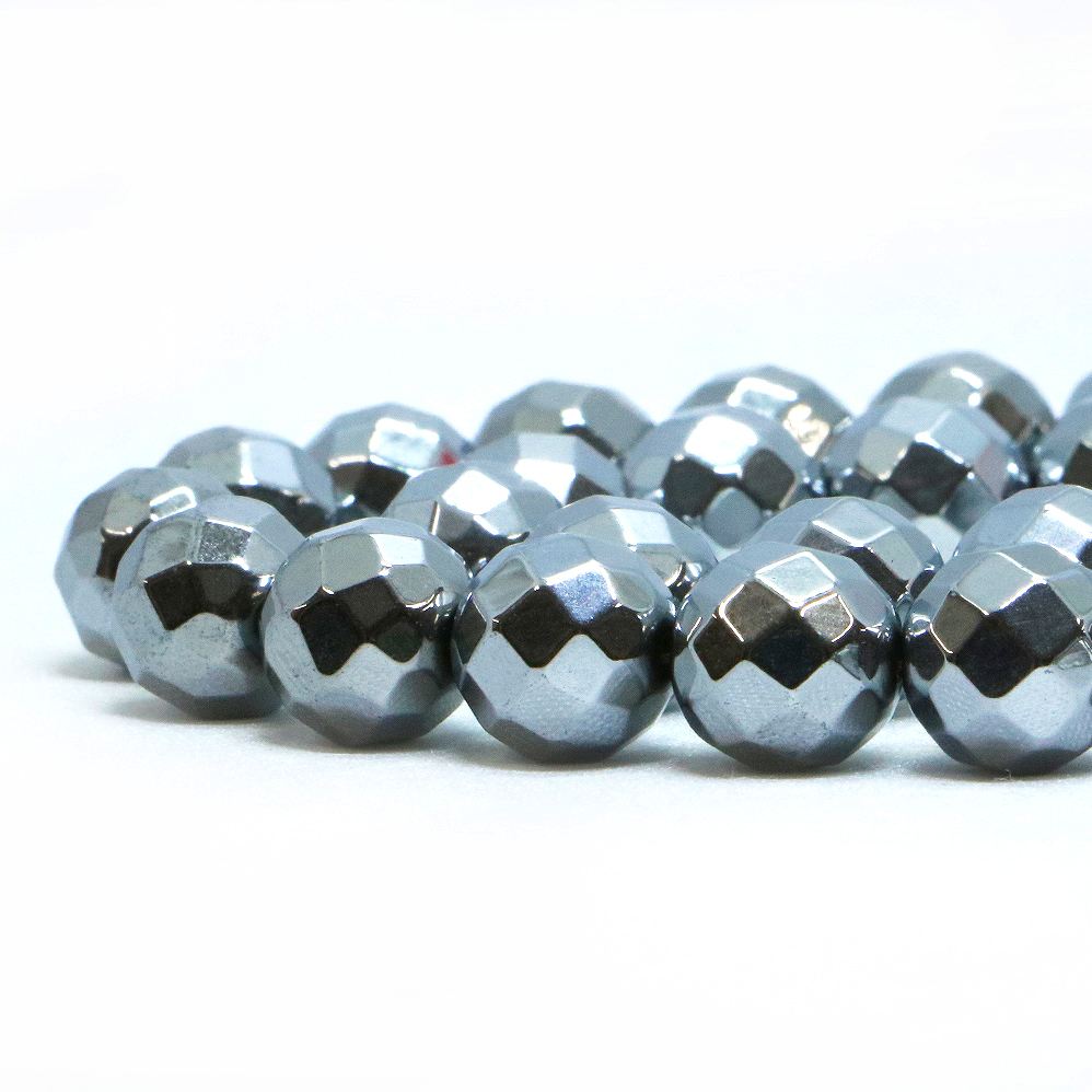 ○ 1 연속 판매 ○ 헤마타이토 (실버) [컷] 10mm [천연석 비즈 파워 스톤]