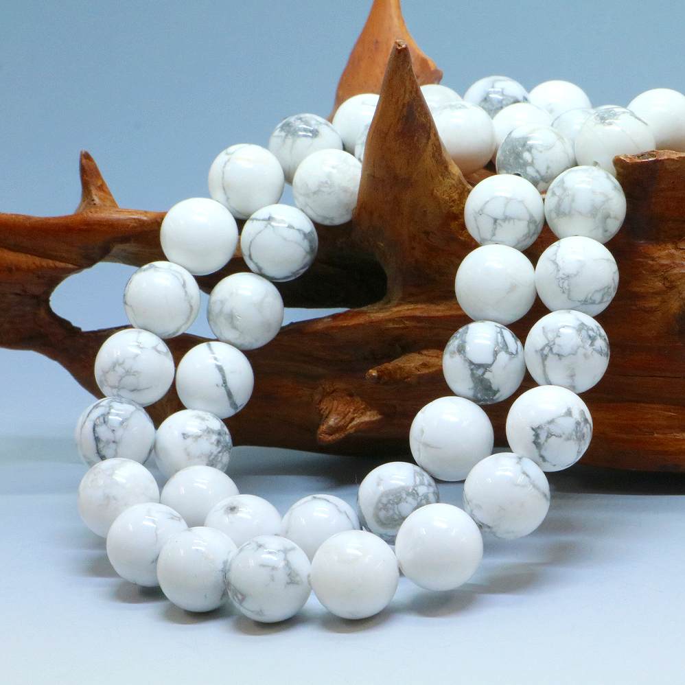 ○1連販売○ハウライト マグネサイト【丸玉】12mm【天然石 ビーズ パワーストーン】