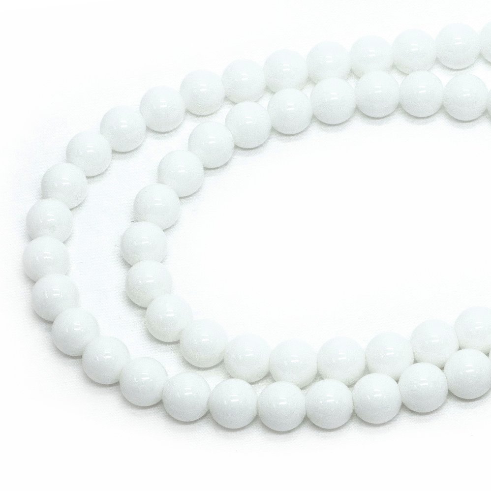 ○1連販売○ホワイトオニキス（人工石）【丸玉】8mm【天然石 ビーズ パワーストーン】