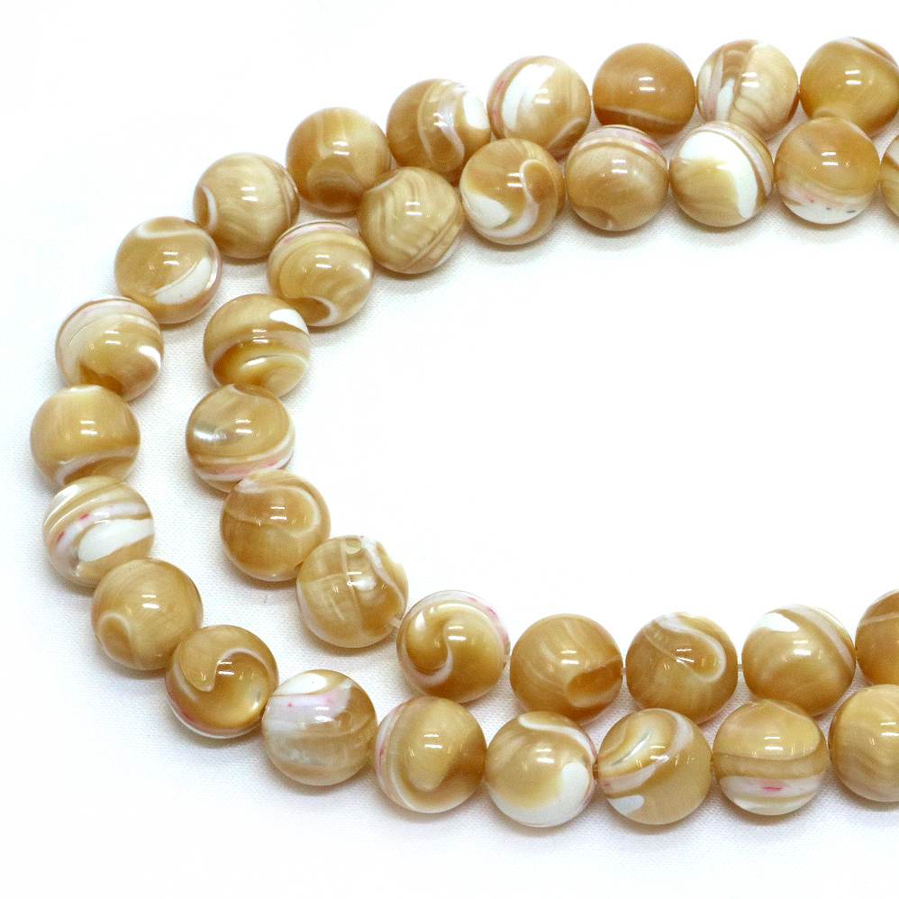 ○1連販売○マザーオブパール （ ベージュ）【丸玉】10mm【天然石 ビーズ パワーストーン】