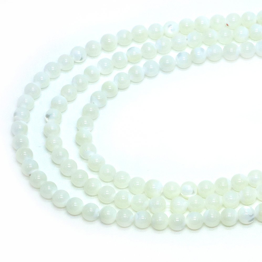 ○1連販売○マザーオブパール（ ホワイト）【丸玉】6mm【天然石 ビーズ パワーストーン】