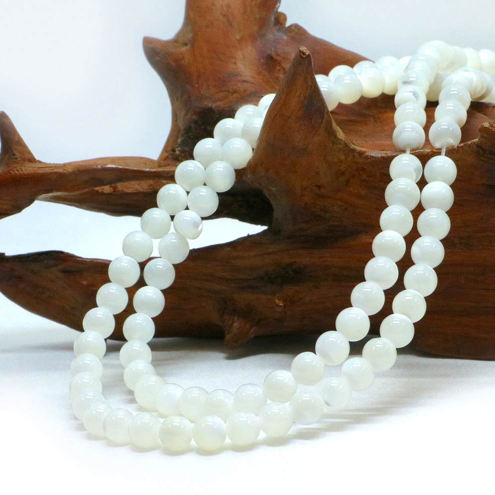 ○1連販売○マザーオブパール（ ホワイト）【丸玉】6mm【天然石 ビーズ パワーストーン】