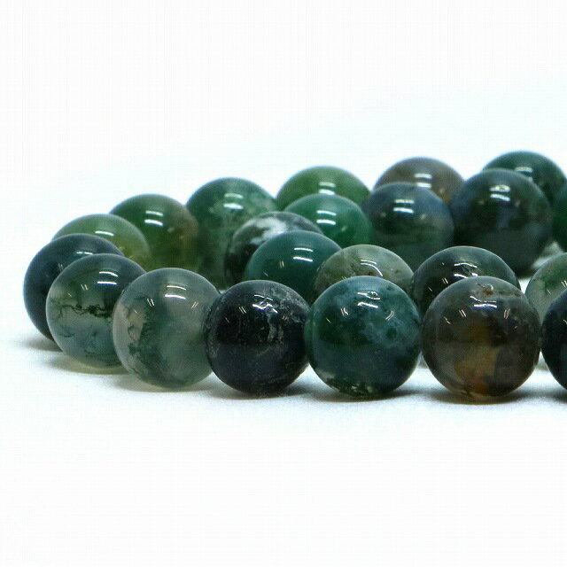 ○1連販売○モスアゲート 丸玉 10mm 天然石 ビーズ パワーストーン 