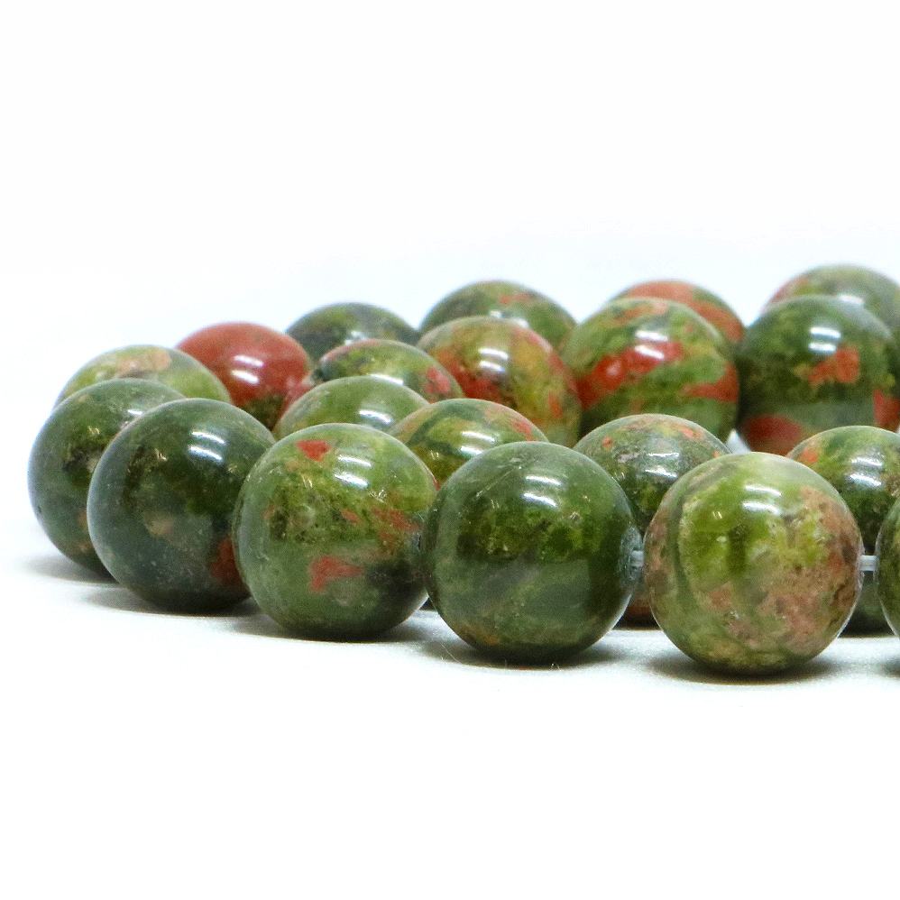 ○1連販売○ユナカイト 丸玉 12mm 天然石 ビーズ パワーストーン 