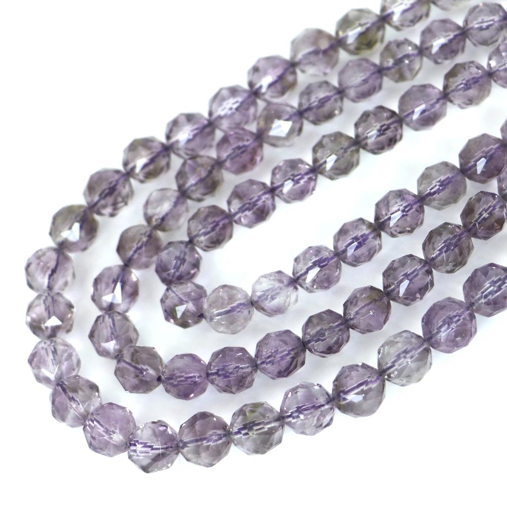 ○1連販売○アメジスト ライトカラー【ダイヤカット】8mm【天然石 ビーズ パワーストーン】