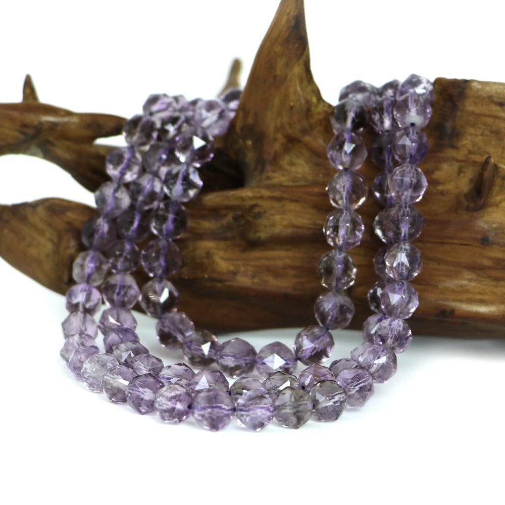 ○1連販売○アメジスト ライトカラー【ダイヤカット】8mm【天然石 ビーズ パワーストーン】