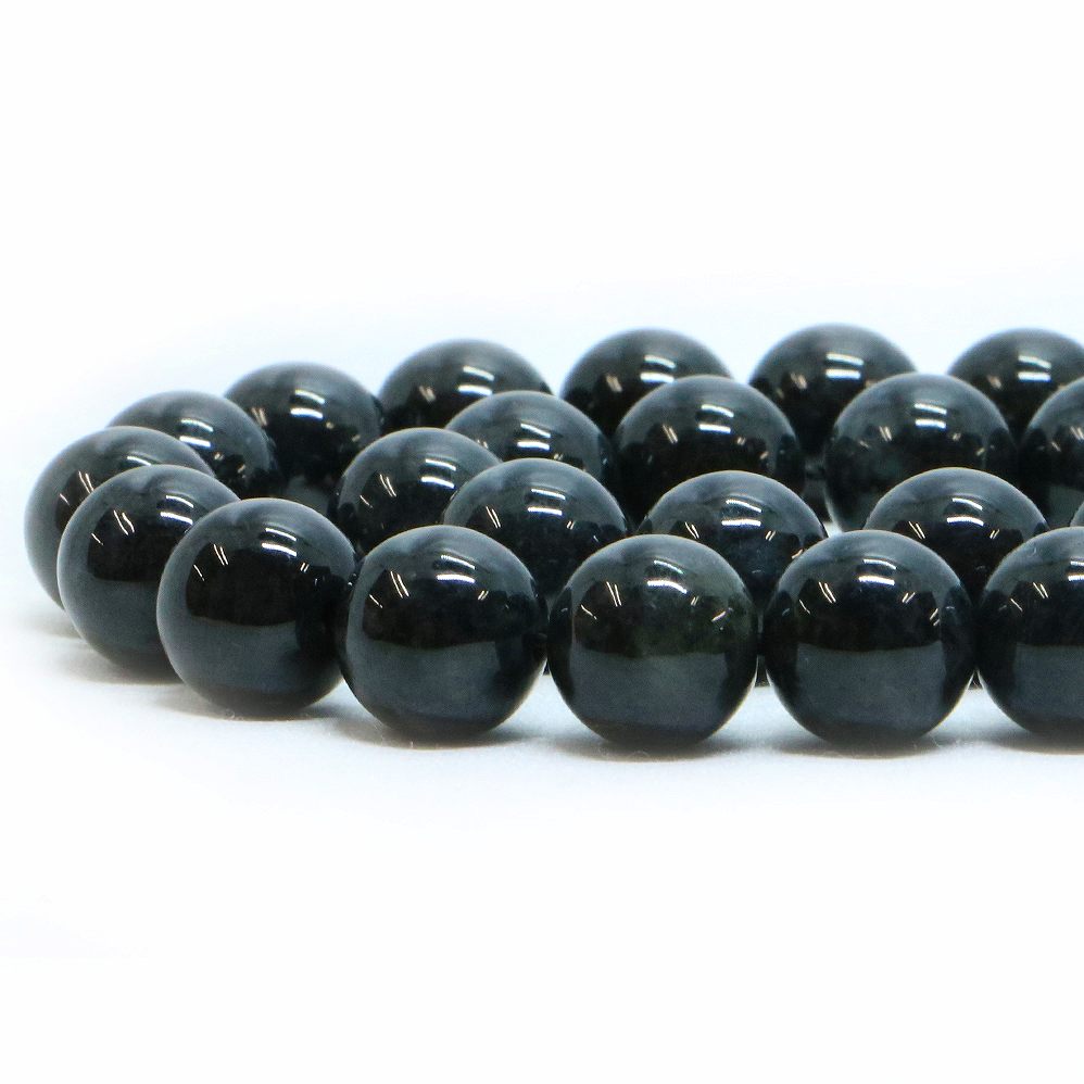 ○1連販売○黒翡翠（ブラックミャンマージェイド）10mm