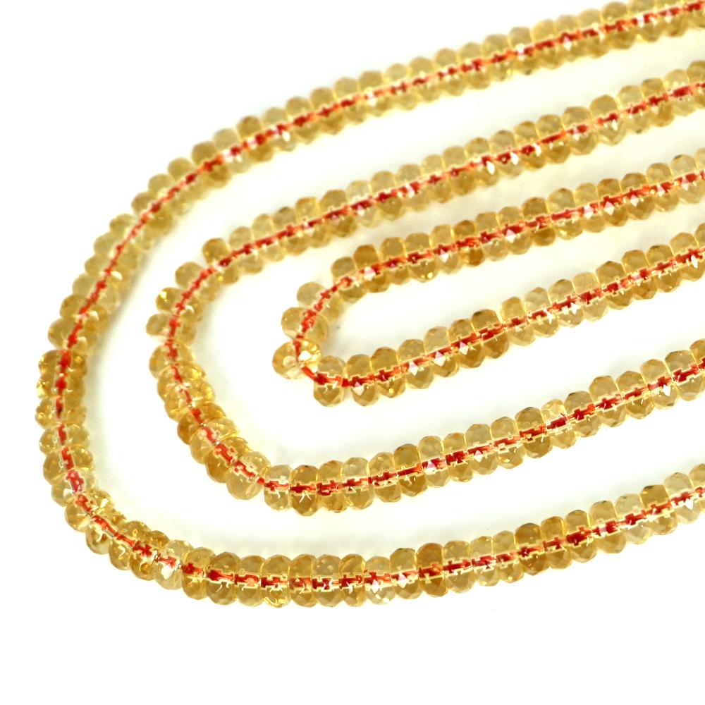 ○1連販売○イエロークォーツ（合成水晶）【ボタンカット】3×5mm【天然石 ビーズ パワーストーン】