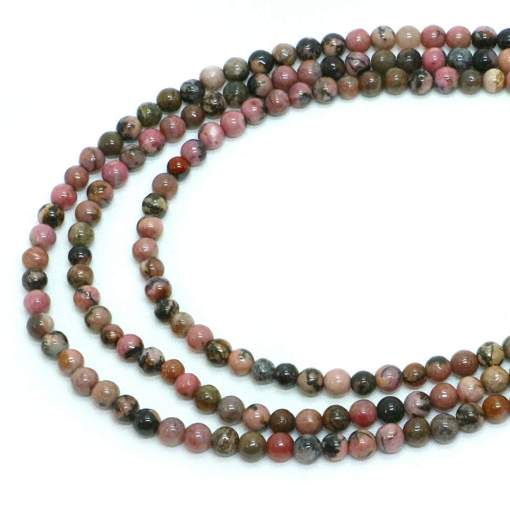 ○1連販売○ロードナイト(ブラック模様)【丸玉】4mm【天然石 ビーズ パワーストーン】