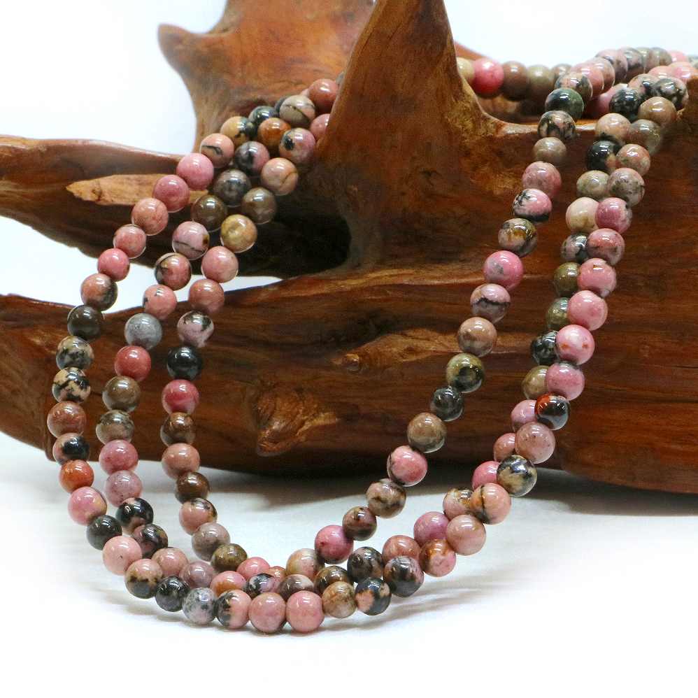 ○1連販売○ロードナイト(ブラック模様)【丸玉】4mm【天然石 ビーズ パワーストーン】