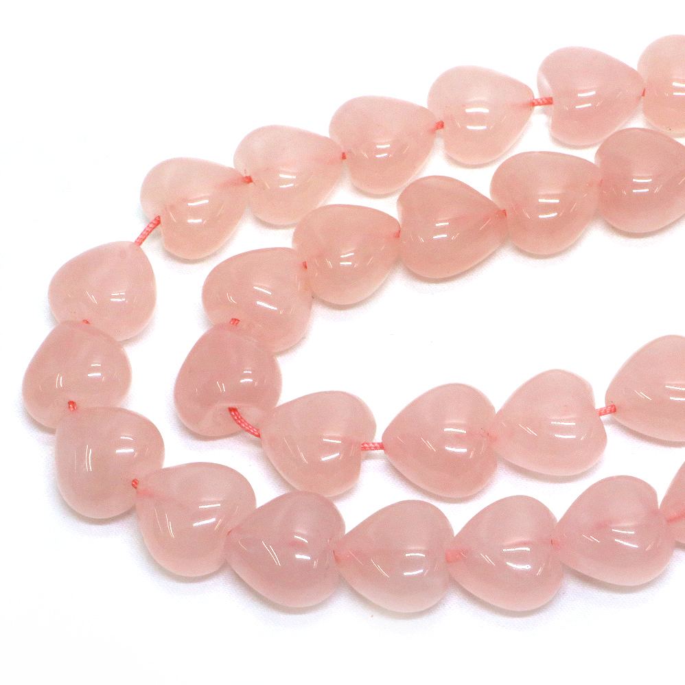 ○1連販売○ローズクォーツ【ハート】14mm（厚み9mm）【天然石 ビーズ パワーストーン】 2