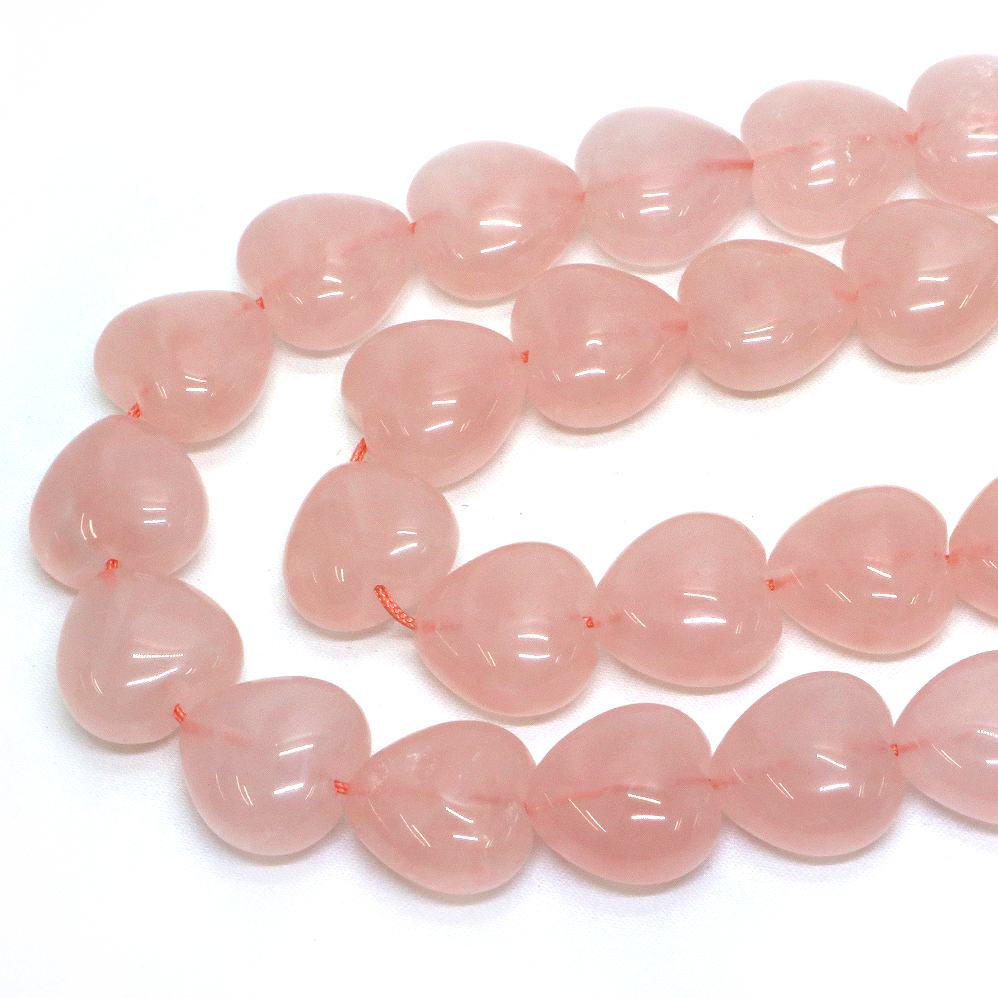 ○1連販売○ローズクォーツ【ハート】16mm（厚み10mm）【天然石 ビーズ パワーストー...