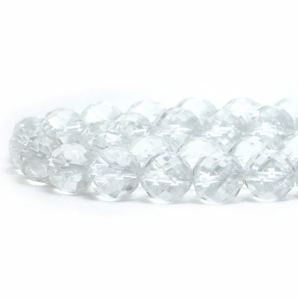 ○1連販売○水晶（クリスタル）【カット】10mm【天然石 ビーズ パワーストーン】のサムネイル