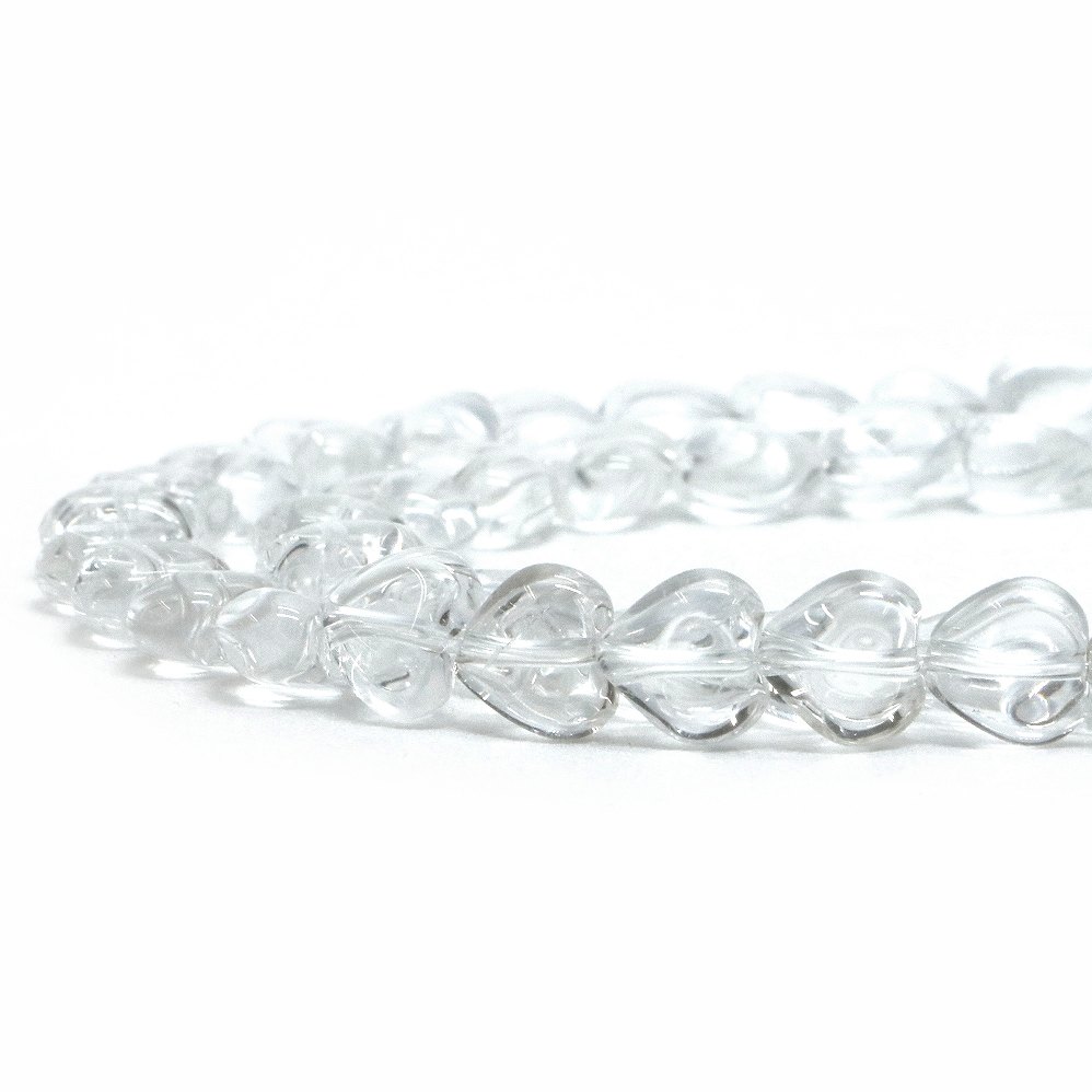 ○1連販売○水晶（クリスタル）【ハート】8mm（厚み5mm）【天然石 ビーズ パワーストーン】
