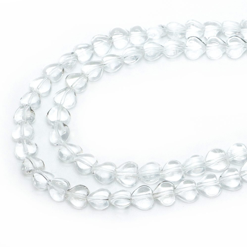 ○1連販売○水晶（クリスタル）【ハート】8mm（厚み5mm）【天然石 ビーズ パワースト...
