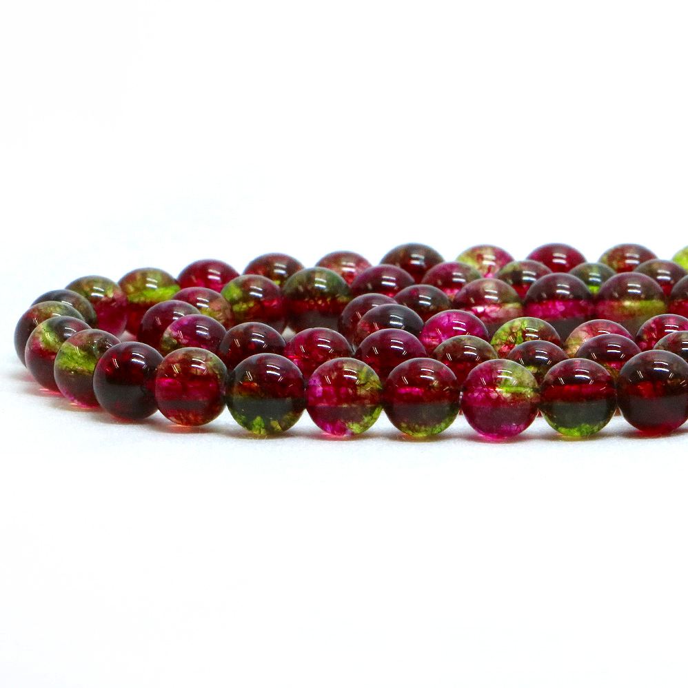 ○1連販売○クォーツ（染め）ウォーターメロン【丸玉】6mm【天然石 ビーズ パワーストーン】