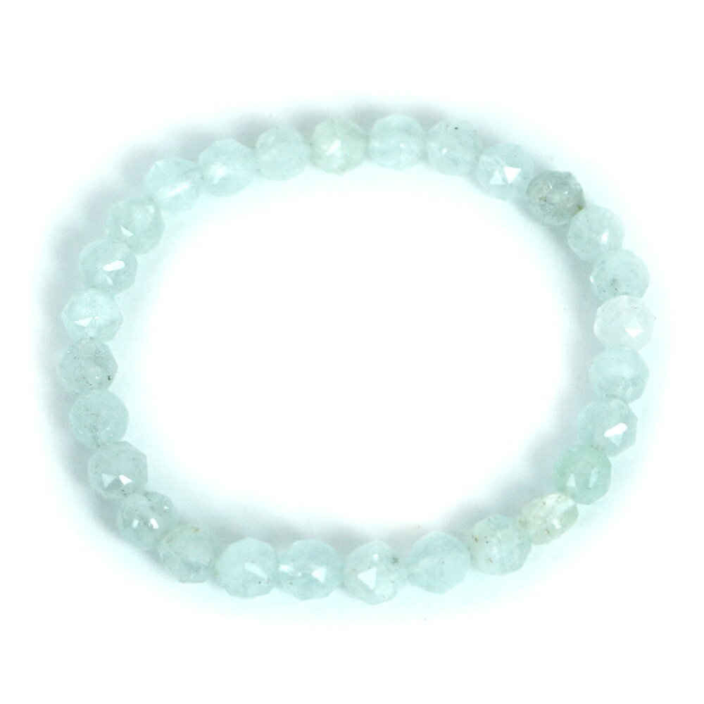 アクアマリン【ダイヤカット】6mm 数珠 天然石 ブレスレット パワーストーン ブレス お守り 選べるサイズ