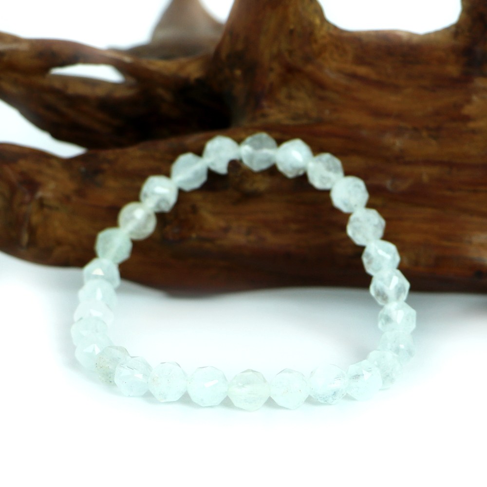 アクアマリン【ダイヤカット】6mm 数珠 天然石 ブレスレット パワーストーン ブレス お守り 選べるサイズ