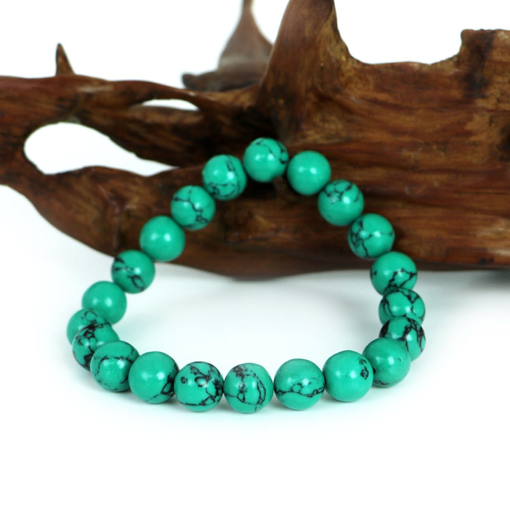フェイク ターコイズ(人工石 グリーン)【丸玉】10mm 数珠 天然石 ブレスレット パワーストーン ブレス お守り 選べるサイズ