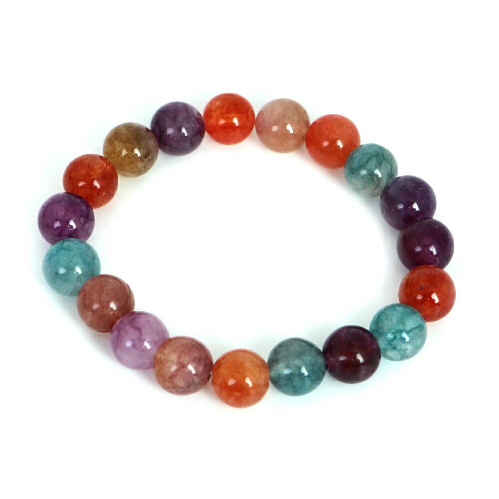 カラージェード(MIXカラー・染め)【丸玉】10mm 数珠 天然石 ブレスレット パワーストーン ブレス お守り 選べるサイズ