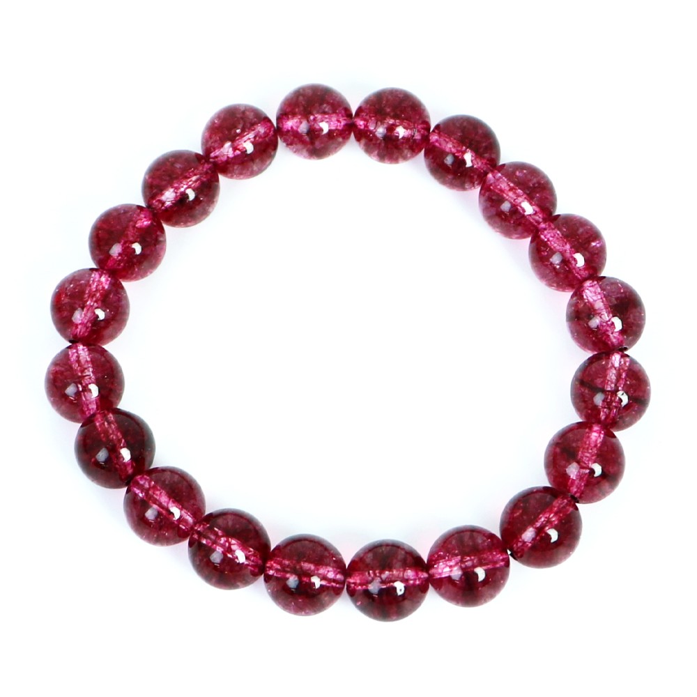 クォーツ（染め）レッド 【丸玉】10mm 数珠 天然石 ブレスレット パワーストーン ブレス お守り 選べるサイズ