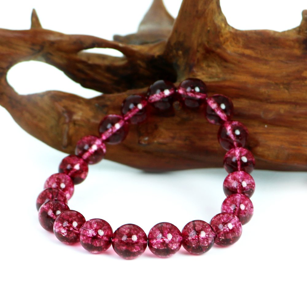 クォーツ（染め）レッド 【丸玉】10mm 数珠 天然石 ブレスレット パワーストーン ブレス お守り 選べるサイズ