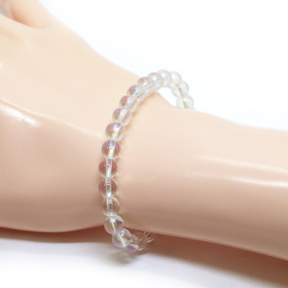 アクアオーラ レインボーオーラ【丸玉】6mm 数珠 天然石 ブレスレット パワーストーン ブレス お守り 選べるサイズ