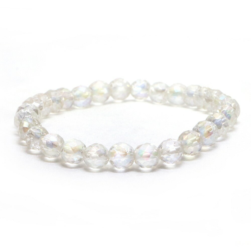 アクアオーラ レインボーオーラ【カット】6mm 数珠 天然石 ブレスレット パワーストーン ブレス お守り 選べるサイズ