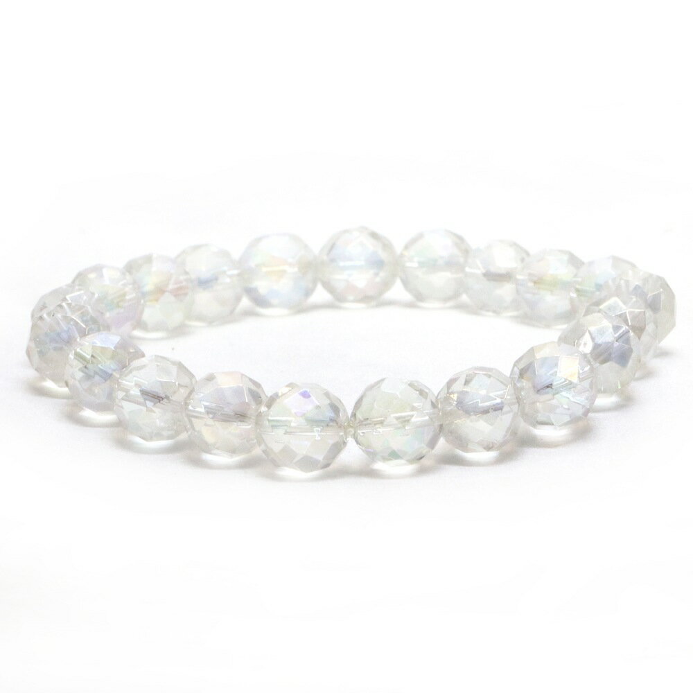 アクアオーラ レインボーオーラ【カット】10mm 数珠 天然石 ブレスレット パワーストーン ブレス お守..