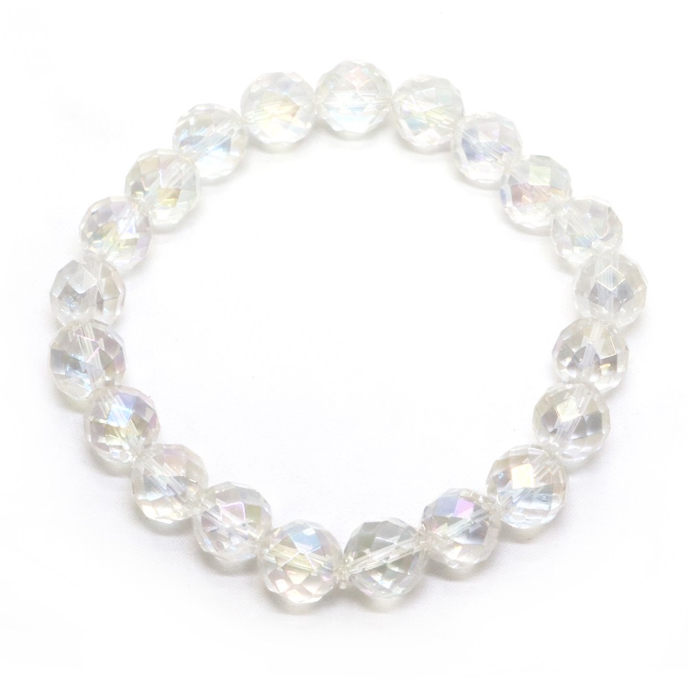 アクアオーラ レインボーオーラ【カット】10mm 数珠 天然石 ブレスレット パワーストーン ブレス お守り 選べるサイズ