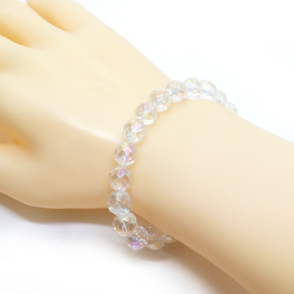 アクアオーラ レインボーオーラ【カット】10mm 数珠 天然石 ブレスレット パワーストーン ブレス お守り 選べるサイズ