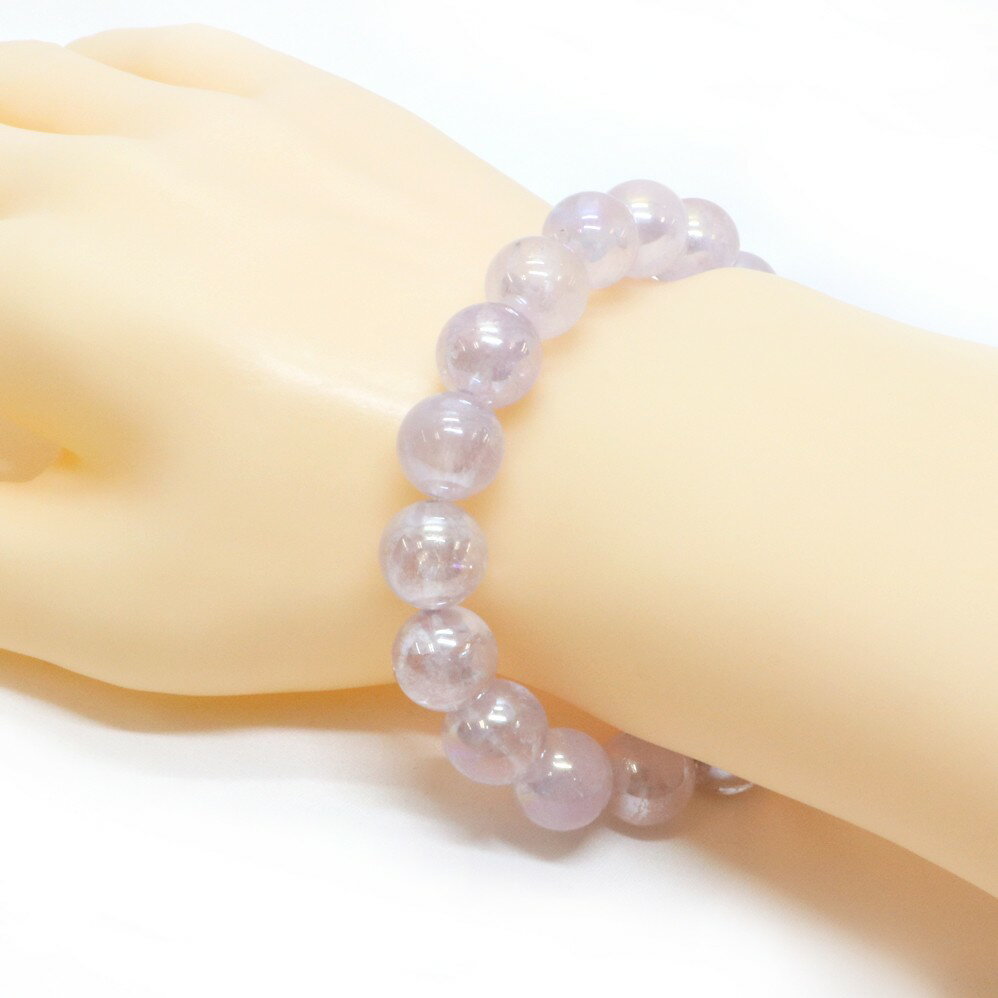 ラベンダーオーラクリスタル【丸玉】12mm 数珠 天然石 ブレスレット パワーストーン ブレス お守り 選べるサイズ