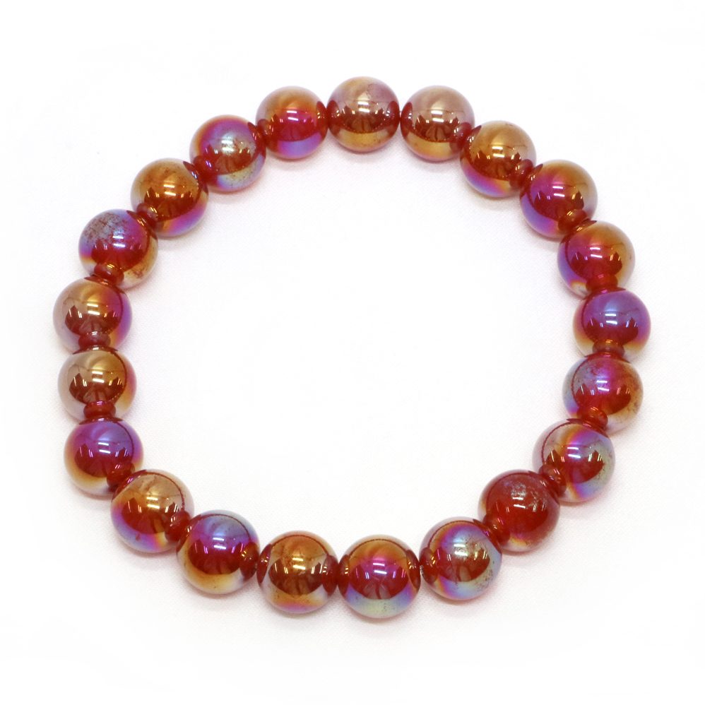 レッドアゲートオーラ【丸玉】10mm 数珠 天然石 ブレスレット パワーストーン ブレス お守り 選べるサイズ