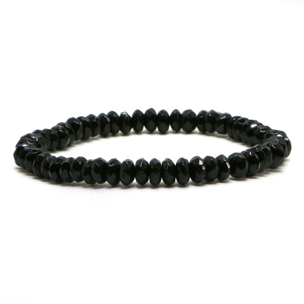 オニキス【ボタンカット】3×6mm 数珠 天然石 ブレスレット パワーストーン ブレス お守り 選べるサイズ