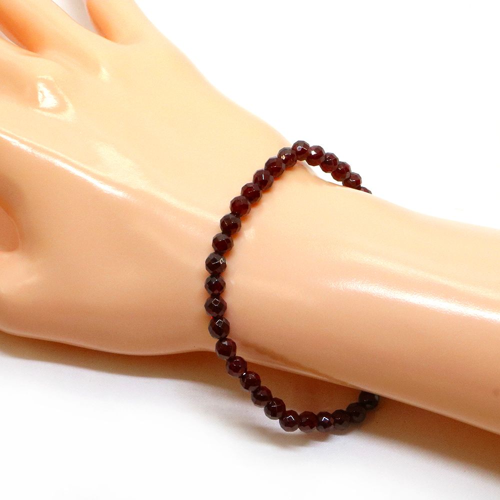ガーネット【カット】4mm 数珠 天然石 ブレスレット パワーストーン ブレス お守り 選べるサイズ
