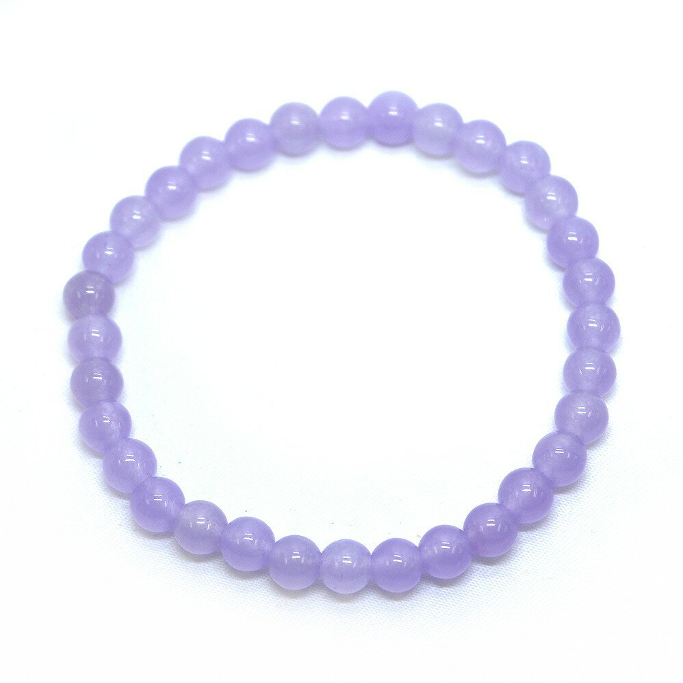 カラージェード(ラベンダー・染め)【丸玉】6mm 数珠 天然石 ブレスレット パワーストーン ブレス お守り 選べるサイズ