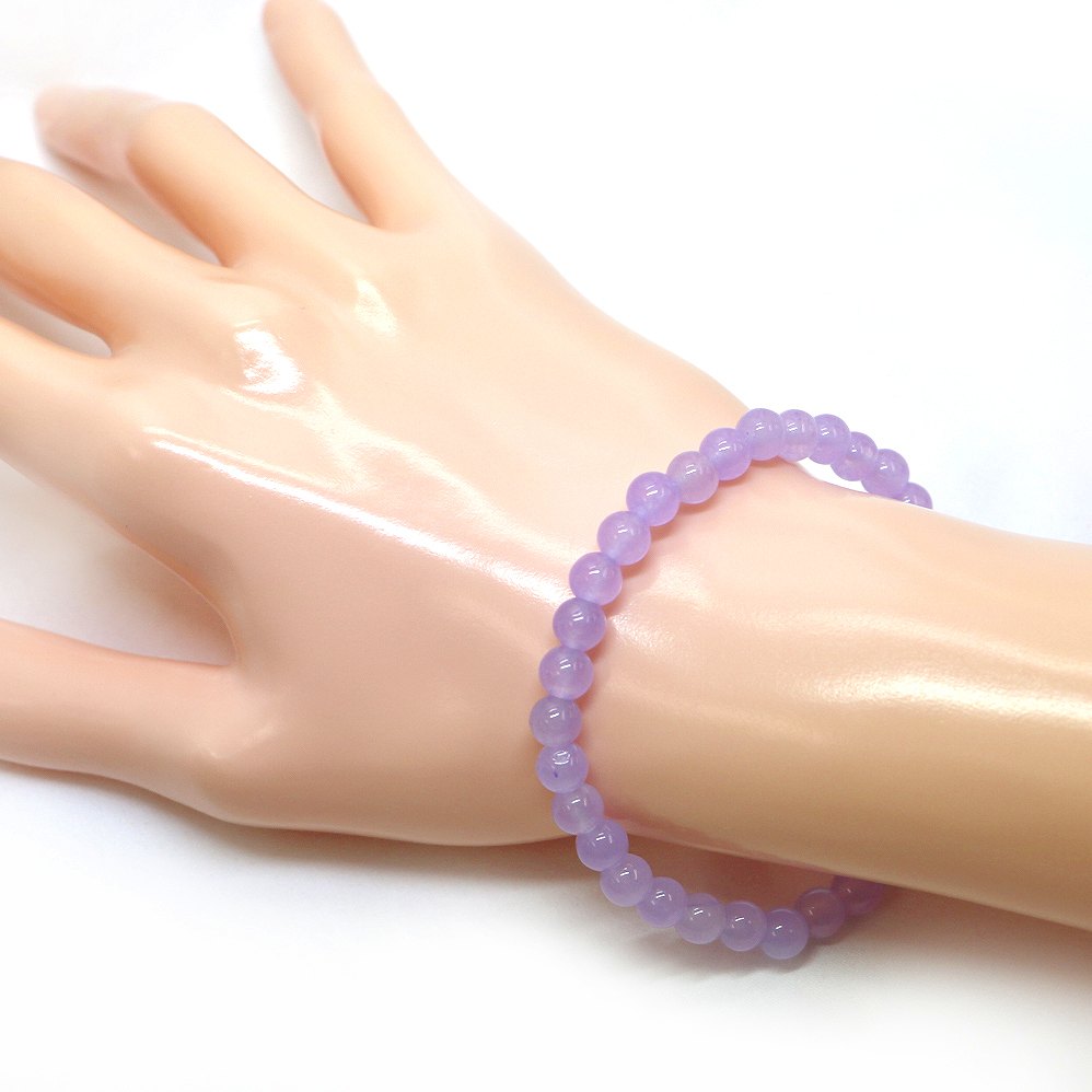 カラージェード(ラベンダー・染め)【丸玉】6mm 数珠 天然石 ブレスレット パワーストーン ブレス お守り 選べるサイズ
