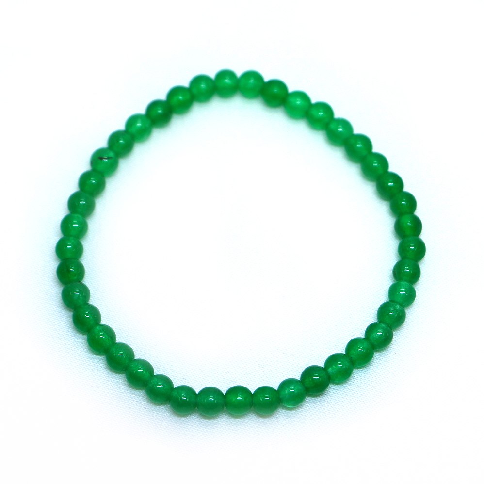 カラージェード(グリーン・染め)【丸玉】4mm 数珠 天然石 ブレスレット パワーストーン ブレス お守り 選べるサイズ