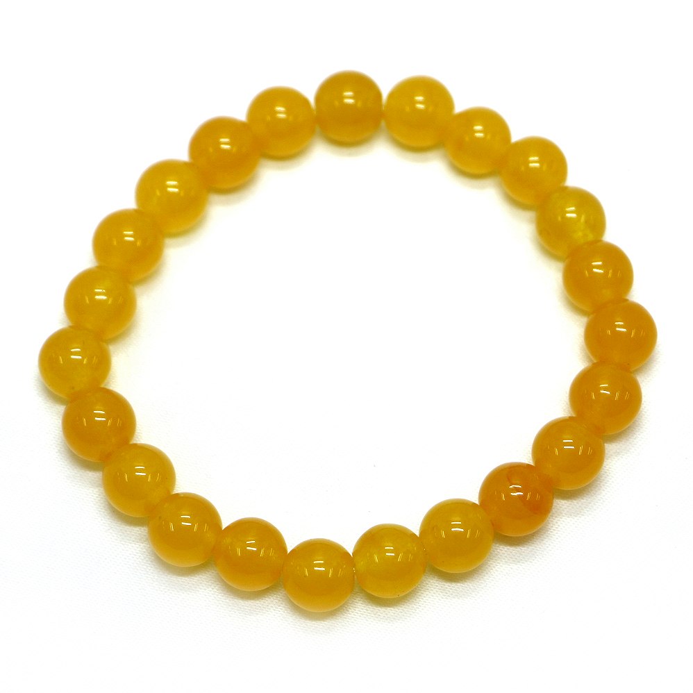 カラージェード(イエロー・染め)【丸玉】8mm 数珠 天然石 ブレスレット パワーストーン ブレス お守り 選べるサイズ