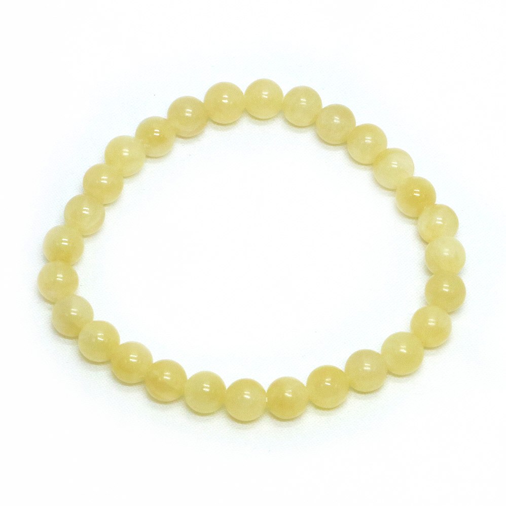 イエローカルサイト【丸玉】6mm 数珠 天然石 ブレスレット パワーストーン ブレス お守り 選べるサイズ
