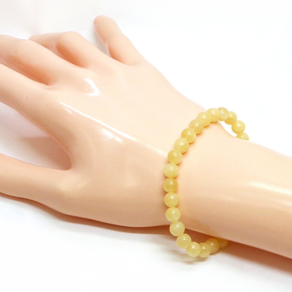 イエローカルサイト【丸玉】6mm 数珠 天然石 ブレスレット パワーストーン ブレス お守り 選べるサイズ