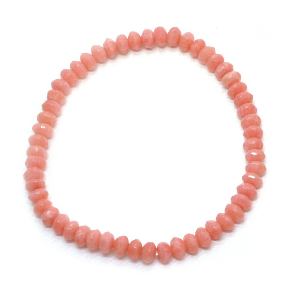 コーラル（さんご・染め）ピンク【ボタンカット】3×5mm 数珠 天然石 ブレスレット パワーストーン ブレス お守り 選べるサイズ