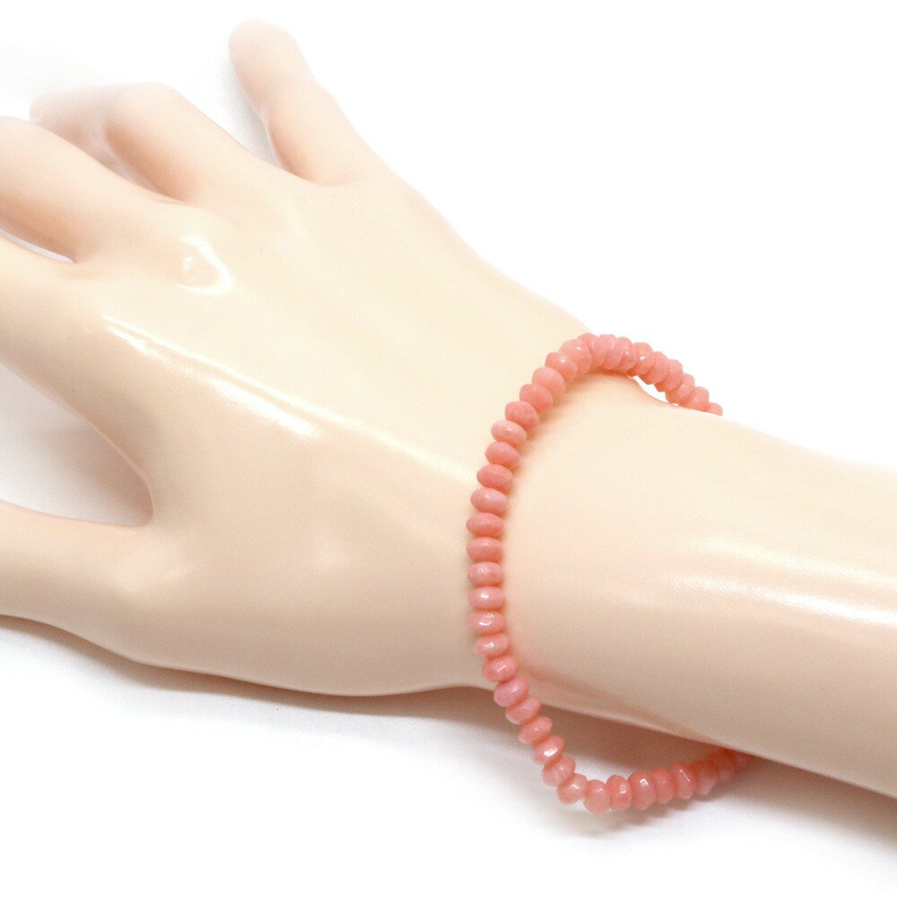 コーラル（さんご・染め）ピンク【ボタンカット】3×5mm 数珠 天然石 ブレスレット パワーストーン ブレス お守り 選べるサイズ
