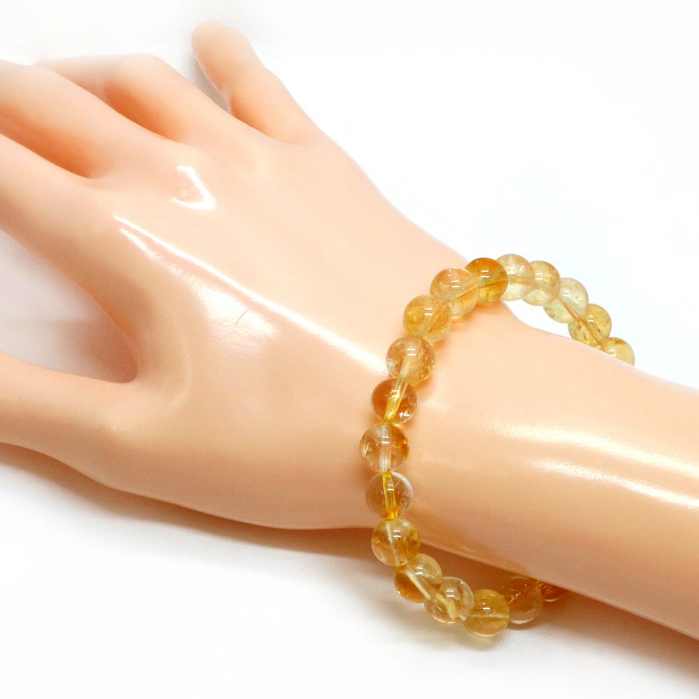 シトリン【丸玉】8mm 数珠 天然石 ブレスレット パワーストーン ブレス お守り 選べるサイズ